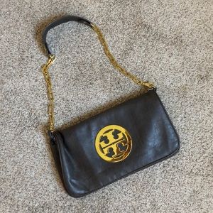 VINTAGE TORY BURCH Large Grey/Gold Crossbody Bag